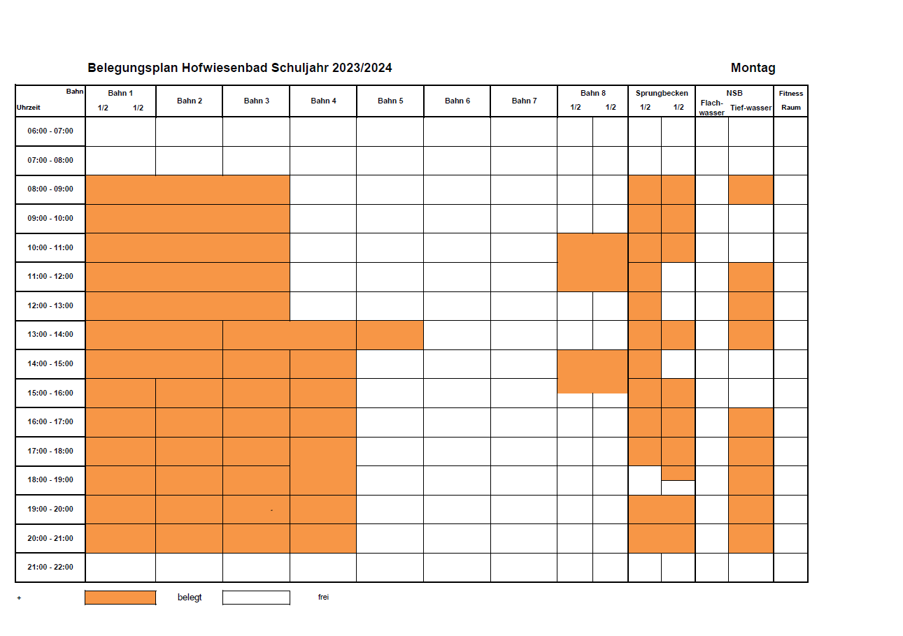 Belegungsplan 2023-2024 Montag